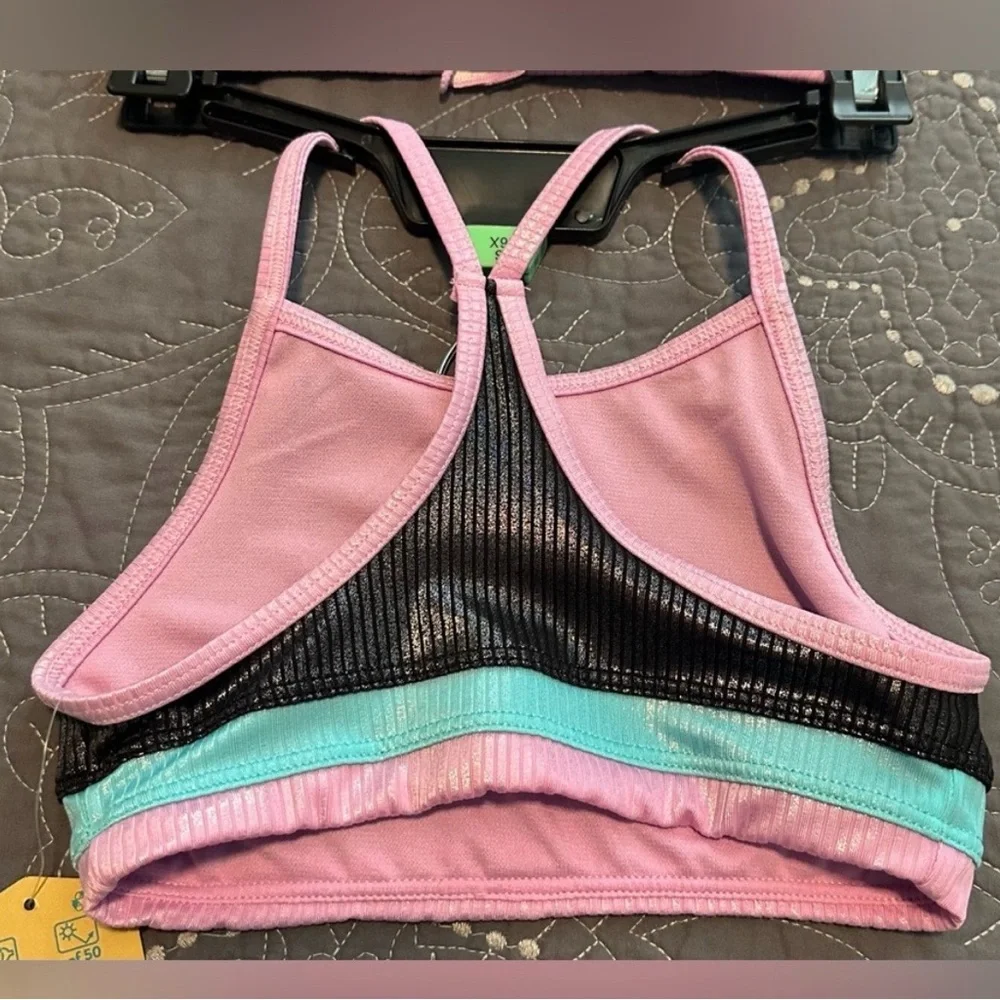 Thereabouts Girls Black Blue Orchid 2 Piece Bikini NWT Size S 7/8